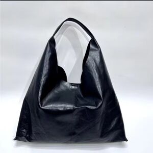 Sleek Black Leather Tote Bag